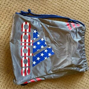 Adidas Gray and Blue Drawstring Bag with Stars